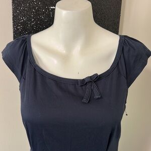 KATE SPADE Navy Blue Fit and Flare Bow Cap Sleeves Dress Sz 4